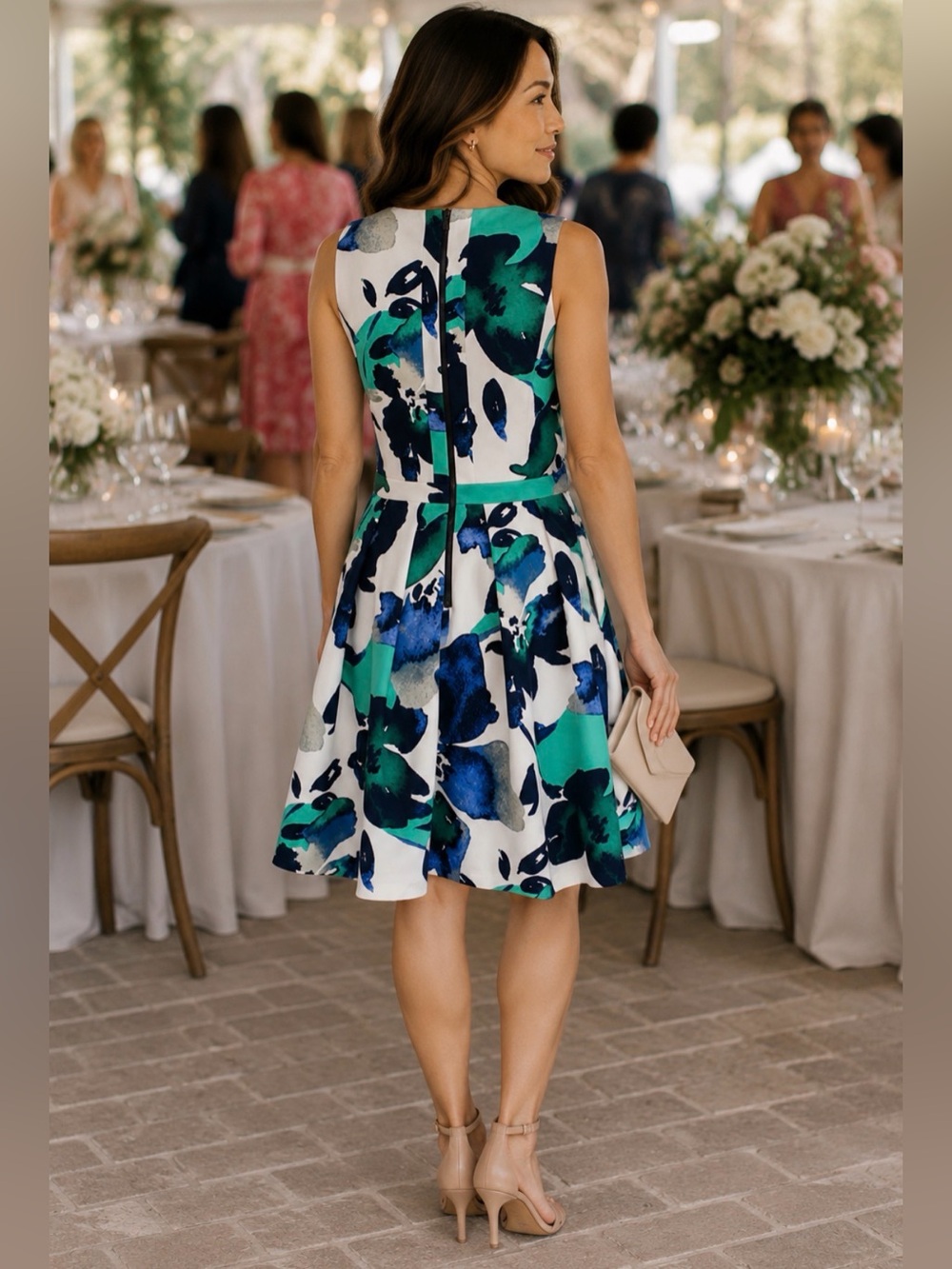 Vince Camuto Floral Fit & Flare Dress Size 6 NWT Country Club Garden Party - Picture 3 of 7